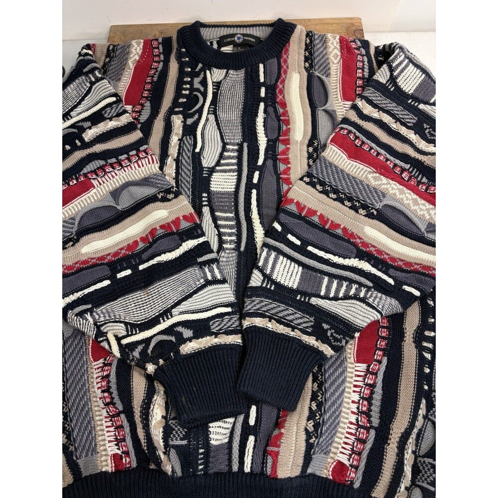 Vintage Cotton Traders Mens Coogi Style Knit Crewneck Pullover Sweater Size Med